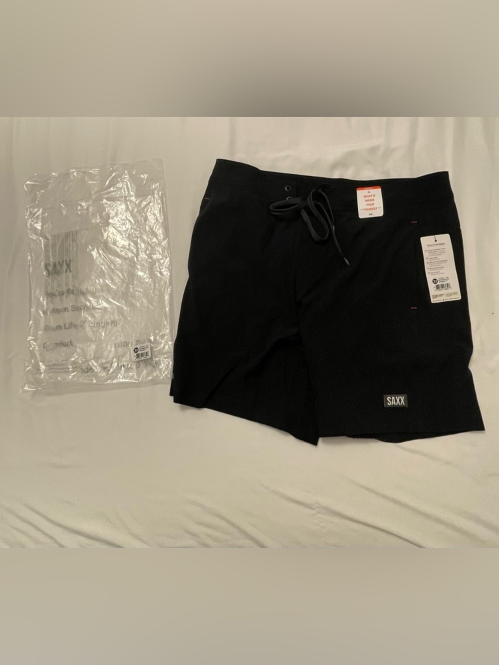 NEW SAXX Men's Black Swim Shorts - Drawstring Waist